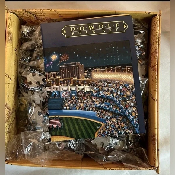 Dowdle Folk Art 1000 Piece Jigsaw Puzzle YANKEE STADIUM Baseball 18x24” w/Puzzle - Picture 10 of 16